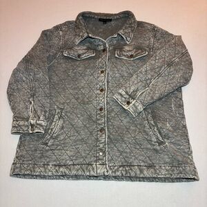 Jane And Delancey Quilted Grey Oversized Shacket Button-Up Sz 1X. Countrycore